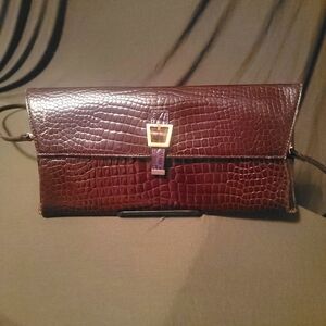 Etienne Aigner Vintage Crocodile Embossed Brown Handbag W/ Wallet
